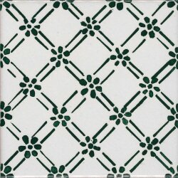 Плитка (10x10) CI NC/28 SM13 Verde Smeraldo su fondo P/8 bianco puro - Novecento