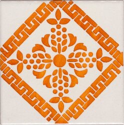 Плитка (10x10) CI NC/3 SM35 Arancio su fondo P/7 bianco latte - Novecento