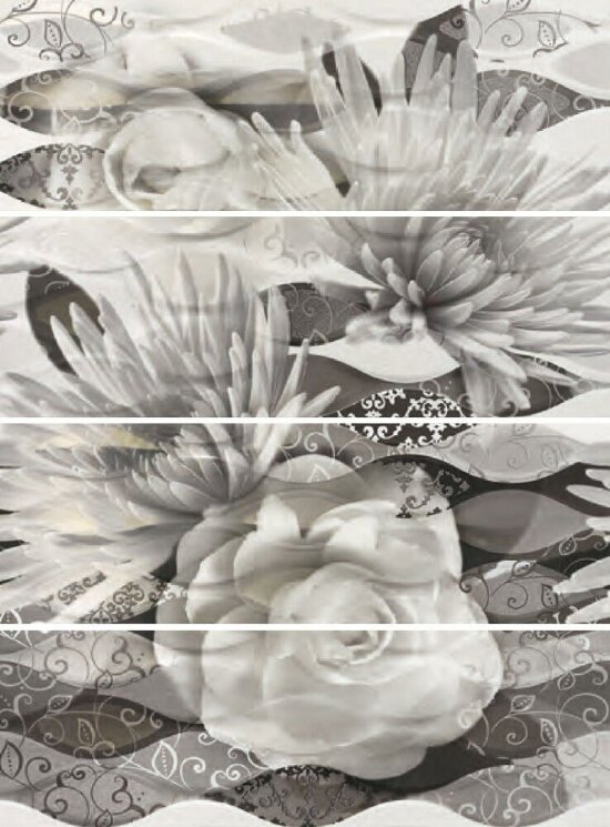 Декор (25x75) DECOR ROSE-4 (набір 4 шт.) з колекції Bergen Mallol Декор (25x75) DECOR ROSE-4 (набір 4 шт.) з колекції Bergen Mallol