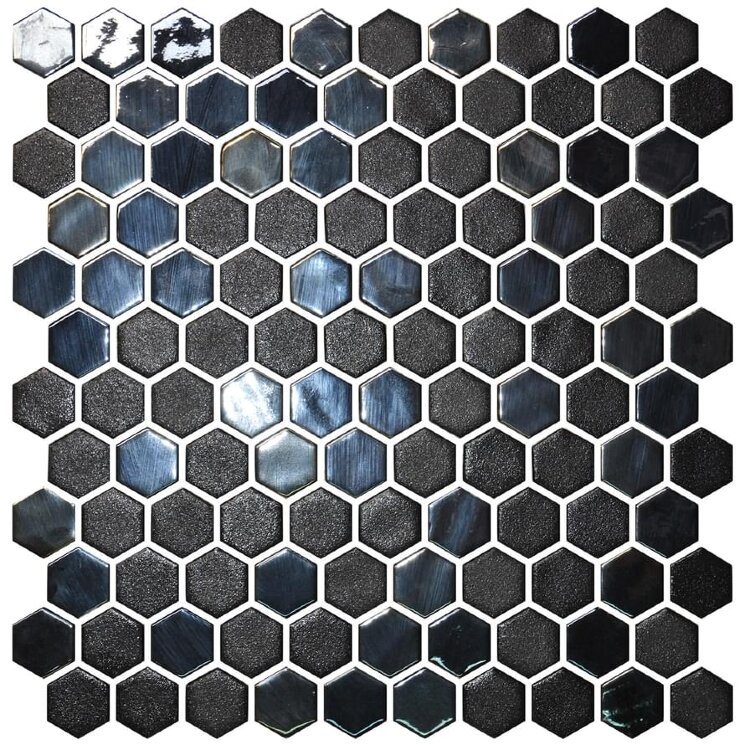 Мозаїка Opalo Black 30.1x29 Hex Stoneglass Blends Onix Mosaico з колекції Hex Stoneglass Blends Onix Mosaico Мозаїка Opalo Black 30.1x29 Hex Stoneglass Blends Onix Mosaico з колекції Hex Stoneglass Blends Onix Mosaico