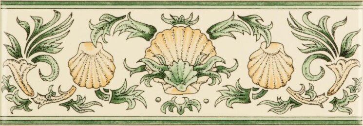 Бордюр Scallop Shells Green And Buff 5x15.2 Artworks Colonial White Original Style з колекції Artworks Colonial White Original Style