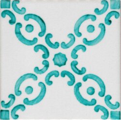 Плитка (10x10) CI NC/33 SM10 Verde Rame su fondo P/8 bianco puro - Novecento