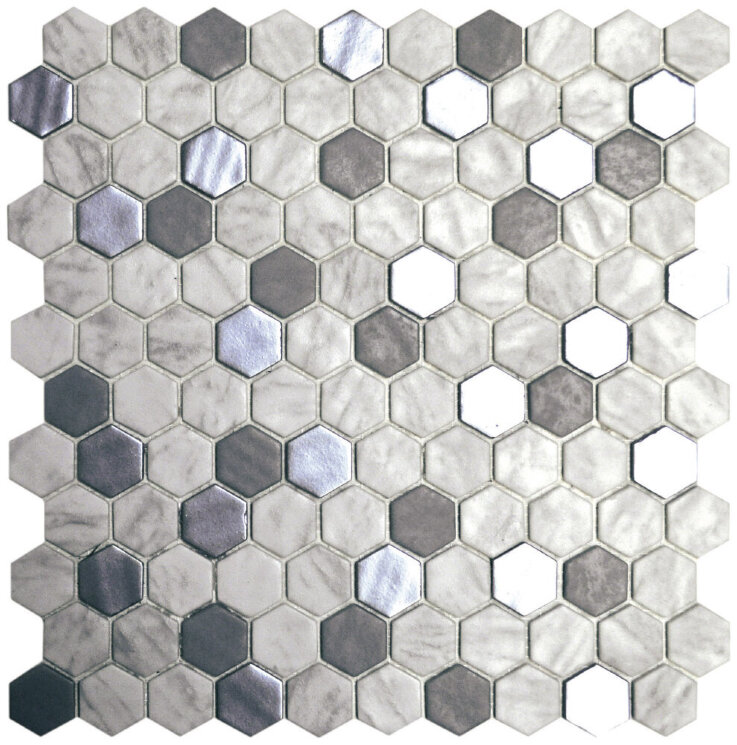 Мозаїка (31.9x29) 2002941 Hex Blend Metal Carrara - Hexagon Blends з колекції Hex Zement Onix Mosaico
