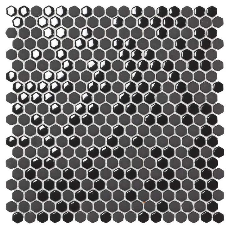 Мозаїка 29x29,5 0309/Ex04 Hexagon Black Pol/Matt - Hexagon з колекції Hexagon Boxer