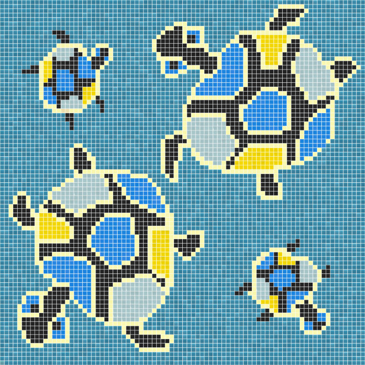 Мозаїка 2,5x2,5 Papua Turtles Glossy-South Pacific з колекції South Pacific Hisbalit