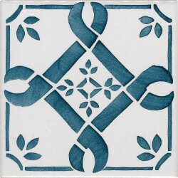Плитка (10x10) CI NC/37 SM119 Blu petrolio su fondo P/8 bianco puro - Novecento