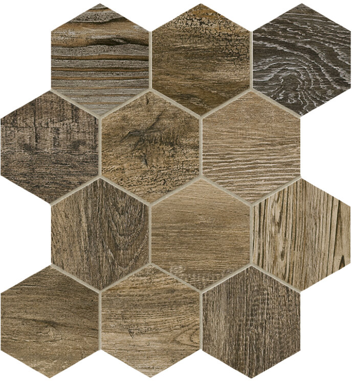 Мозаїка 35x37,5 Brown Essag - Barn Wood - DBWEM60 з колекції Barn Wood Dom Ceramiche