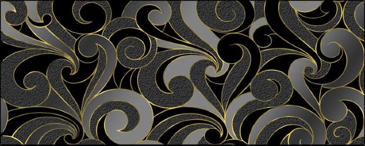 Декор DEC Ricciolo Nero 20x50 Lustri CeDam з колекції Lustri CeDam