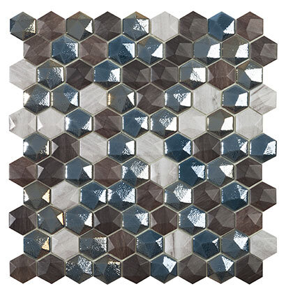 Мозаїка 31,5x31,5 Sapelly Mix Hex з колекції Fireglass VIDREPUR