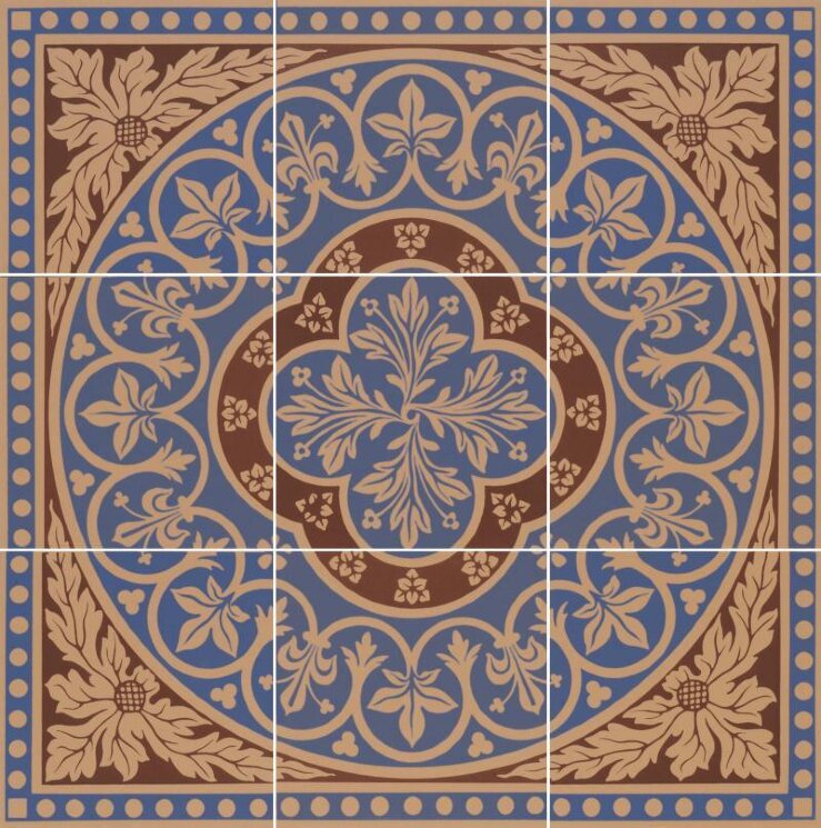 Панно Disraeli Blue On Buff 45.7x45.7 Victorian Floor Tiles Original Style з колекції Victorian Floor Tiles Original Style