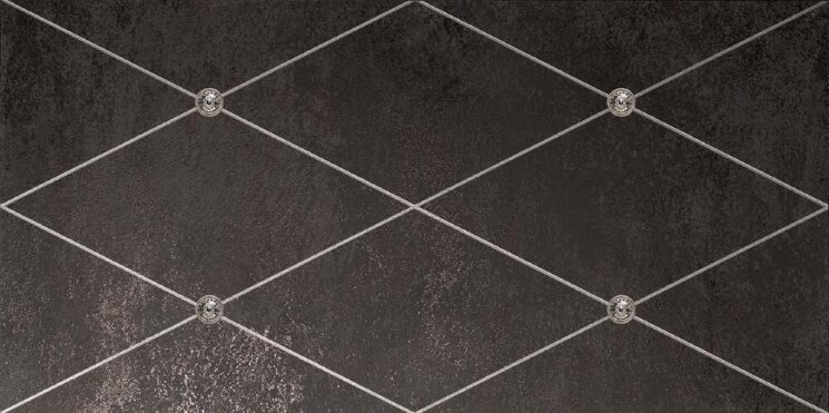 Декор Rhombus Fregio Con Swarovsky Platino Su Nero 50x100 Ad Maiora Petracers з колекції Ad Maiora Petracers