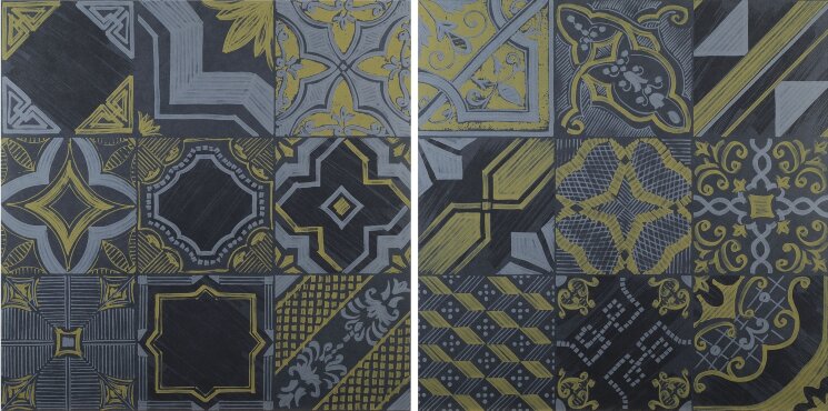 Плитка 20x20 Le Riggiole Nero - Giallo - Le Riggiole - 142504 з колекції Le Riggiole 14 Ora Italiana