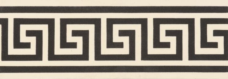 Бордюр Greek Key Border Black On White 5.3x15.1 Victorian Floor Tiles Original Style з колекції Victorian Floor Tiles Original Style