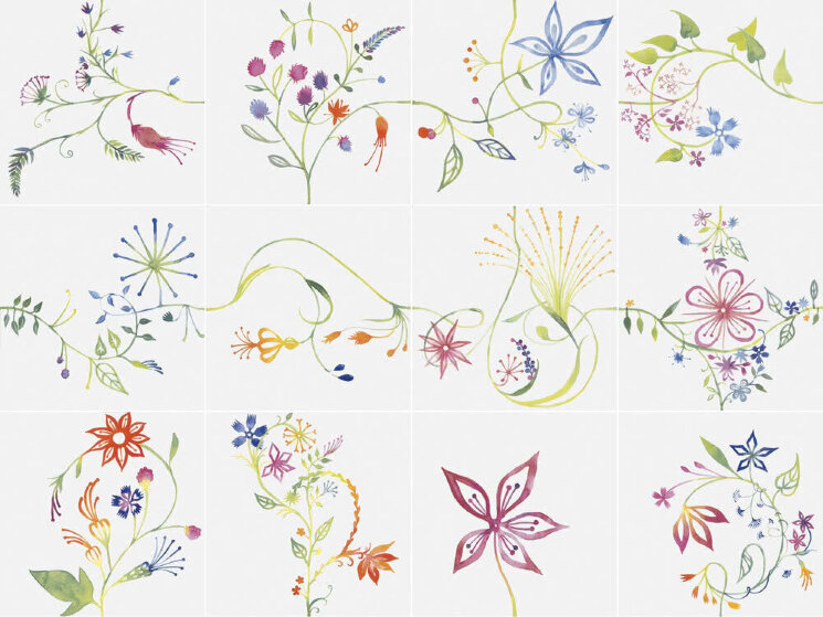 Декор (20x20) Primavera Colore1 (set 12pcs) (Bianco Extra) - Primavera з колекції Primavera Bardelli